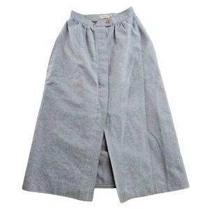 Next Midi Skirt Womens Size 8 Blue Linen Blend Summer High Waist Button Front